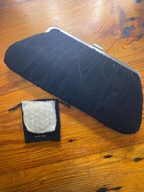 Mary Kay Black Ruched Velvet Clutch Purse with Mirrored Compact
